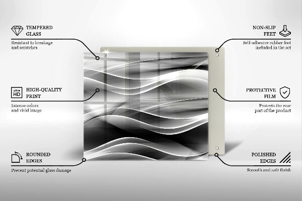 Chopping board glass Abstraction of smoke lines