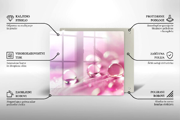 Chopping board glass Rosa flower petals