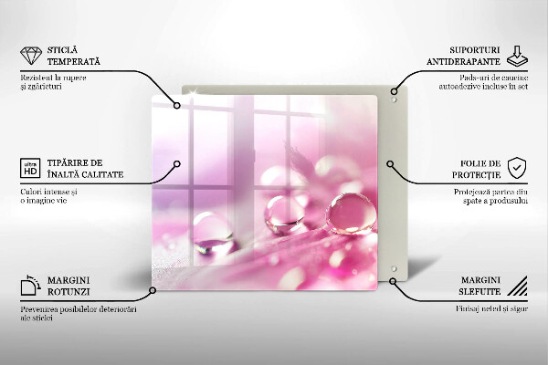 Chopping board glass Rosa flower petals