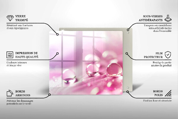 Chopping board glass Rosa flower petals