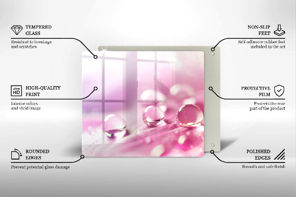 Chopping board glass Rosa flower petals