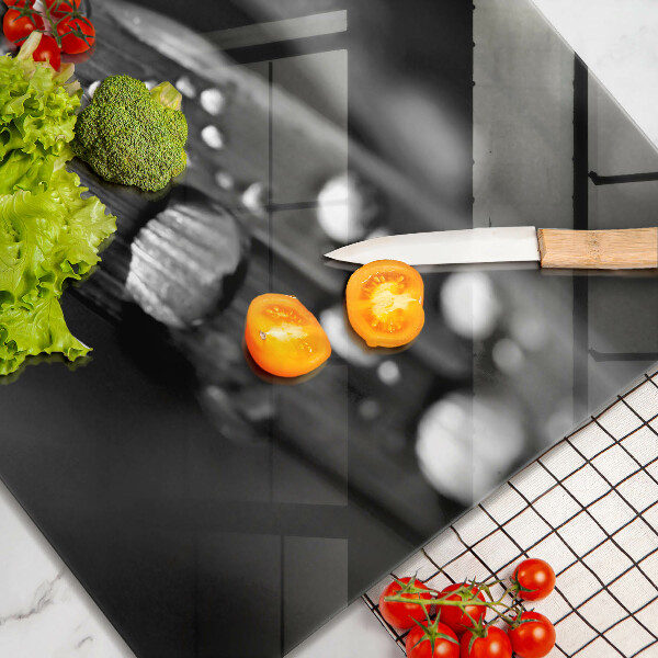 Glass worktop saver Drops of dew on the leaves