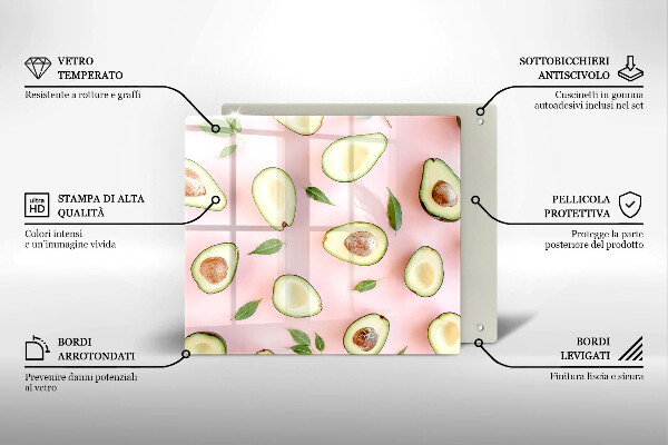 Glass worktop saver Avocado pattern