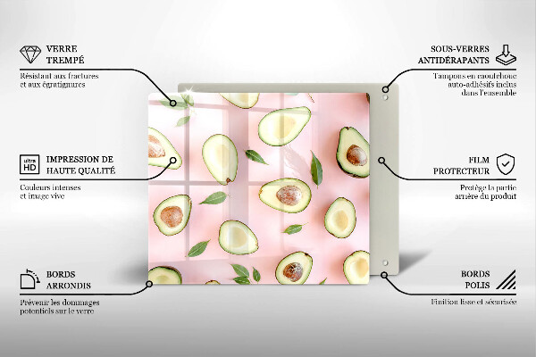 Glass worktop saver Avocado pattern