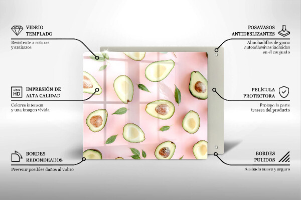 Glass worktop saver Avocado pattern