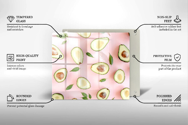 Glass worktop saver Avocado pattern