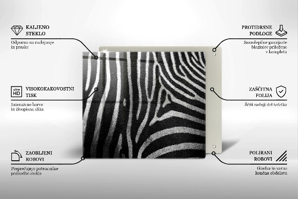 Glass worktop saver Zebra stripes