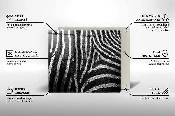 Glass worktop saver Zebra stripes
