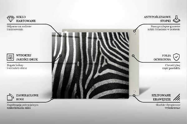 Glass worktop saver Zebra stripes