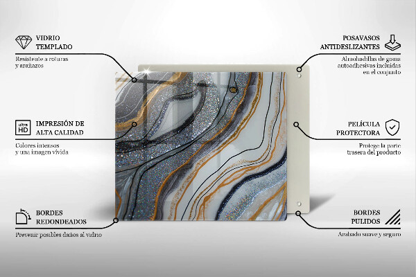 Glass worktop saver rock with gold