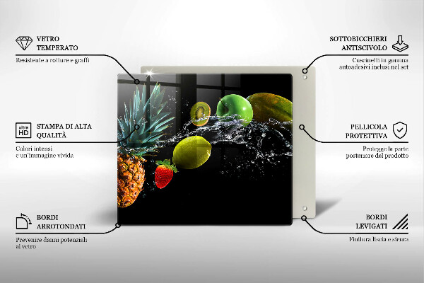 Chopping board Fruits in water