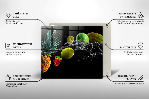 Chopping board Fruits in water