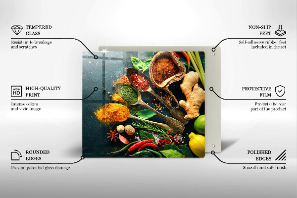Glass worktop saver Kitchen spices of spoon