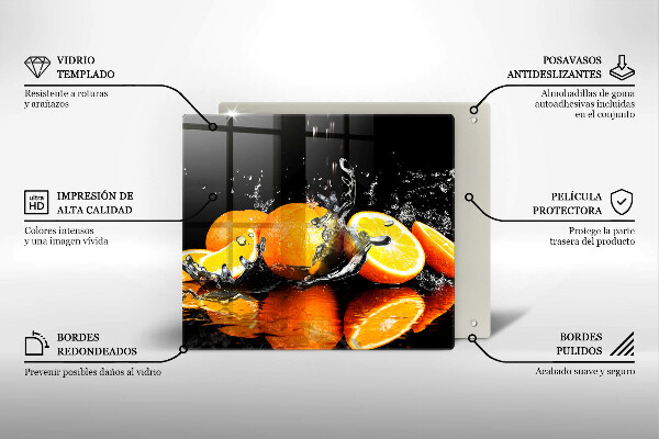 Glass worktop saver Juicy fruit oranges