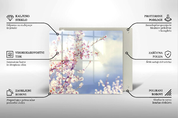 Glass worktop saver A blooming tree