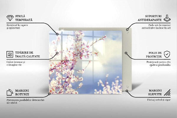 Glass worktop saver A blooming tree