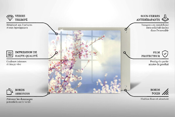 Glass worktop saver A blooming tree