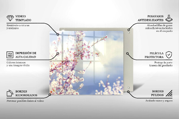 Glass worktop saver A blooming tree