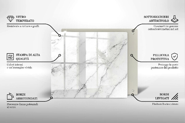 Chopping board glass Elegant marble texture