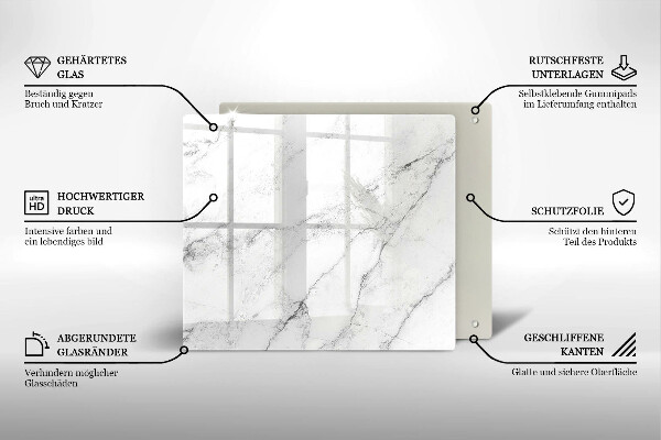 Chopping board glass Elegant marble texture
