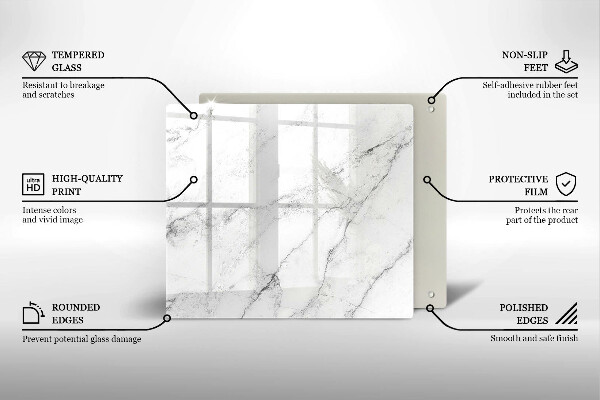Chopping board glass Elegant marble texture