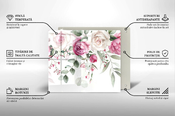 Kitchen worktop protector Watercolor roses