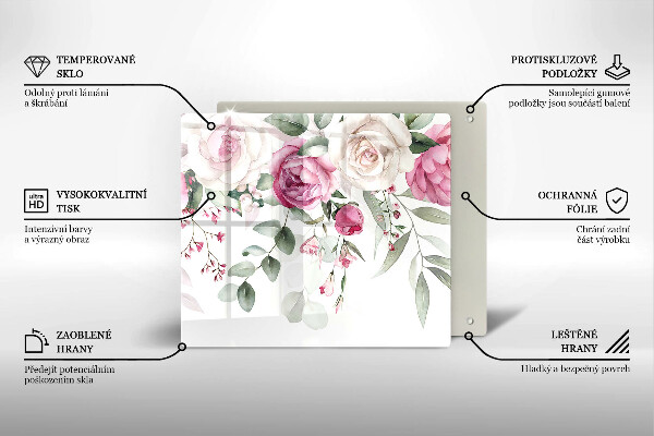 Kitchen worktop protector Watercolor roses