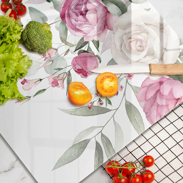 Kitchen worktop protector Watercolor roses