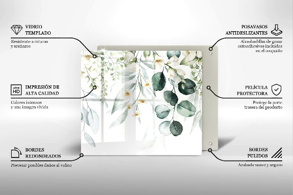 Kitchen worktop protector Watercolor plants