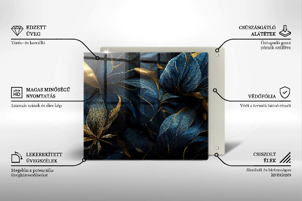 Kitchen worktop protector Decorative leaves with gold