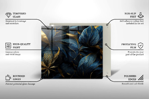 Kitchen worktop protector Decorative leaves with gold