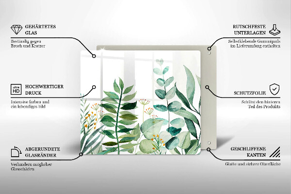 Glass worktop saver Plant leaves illustration