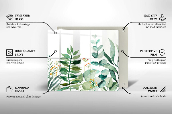 Glass worktop saver Plant leaves illustration