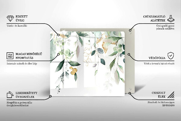 Glass worktop saver Watercolor leaves