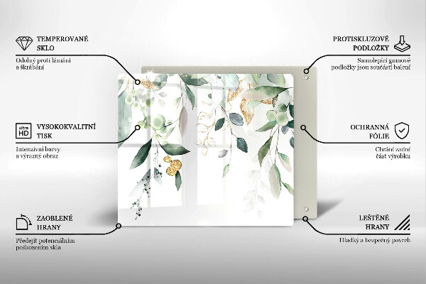Glass worktop saver Watercolor leaves