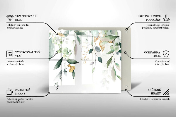 Glass worktop saver Watercolor leaves