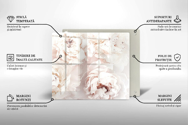 Glass worktop saver Pastel peonies