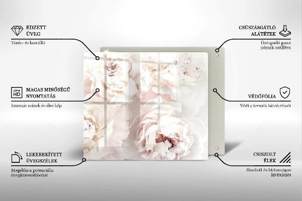 Glass worktop saver Pastel peonies