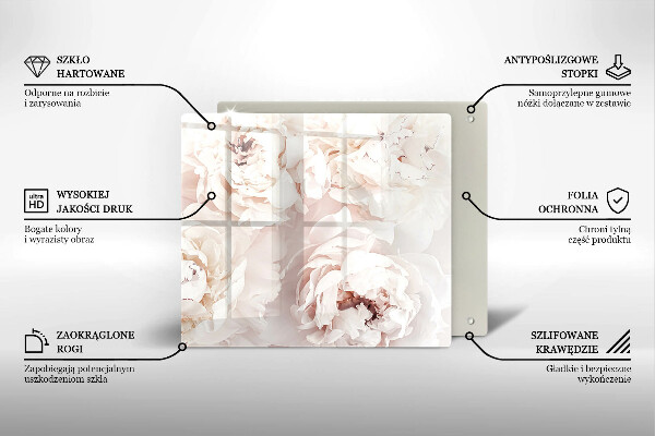 Glass worktop saver Pastel peonies