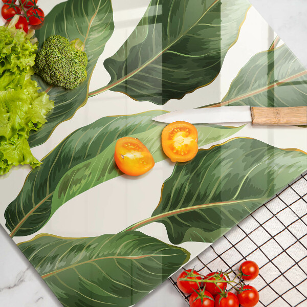 Glass worktop saver Banana leaves