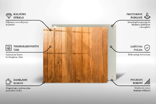 Glass worktop saver Wooden planks