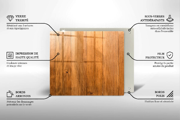 Glass worktop saver Wooden planks