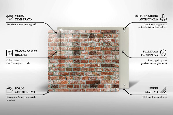 Glass worktop saver Old bricks wall