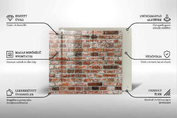 Glass worktop saver Old bricks wall