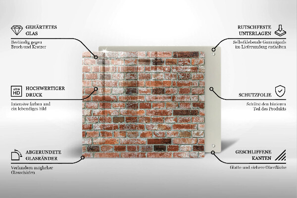 Glass worktop saver Old bricks wall