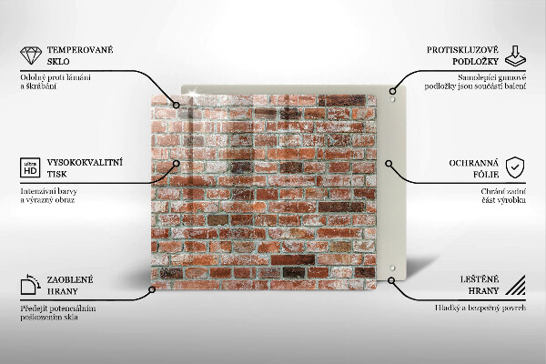 Glass worktop saver Old bricks wall