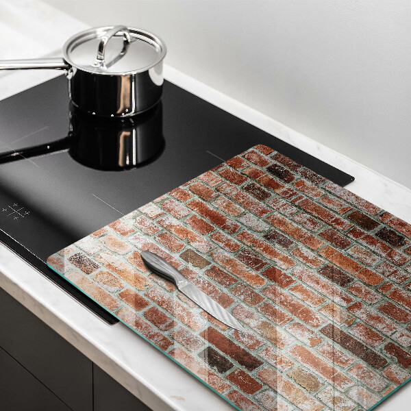 Glass worktop saver Old bricks wall