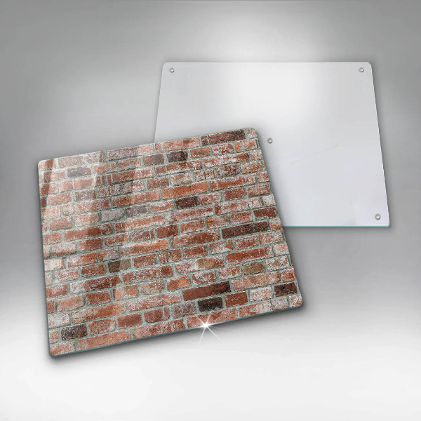 Glass worktop saver Old bricks wall