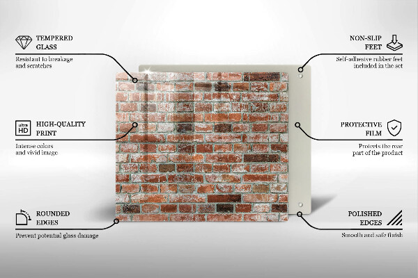 Glass worktop saver Old bricks wall