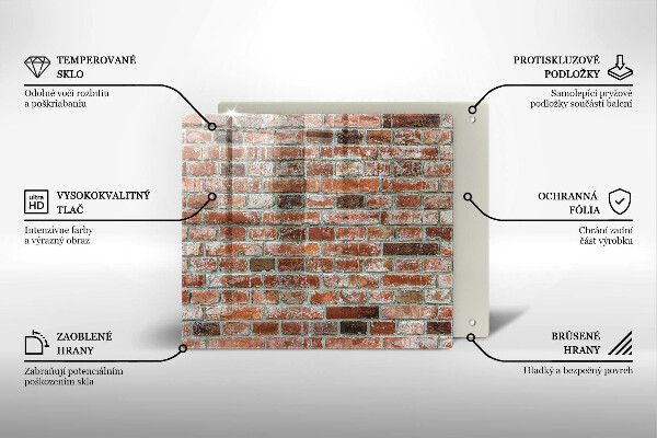 Glass worktop saver Old bricks wall